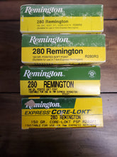 Load image into Gallery viewer, 80 Rounds (4 Boxes) of Remington 280 Rem Ammo with Varied Bullet Sizes
