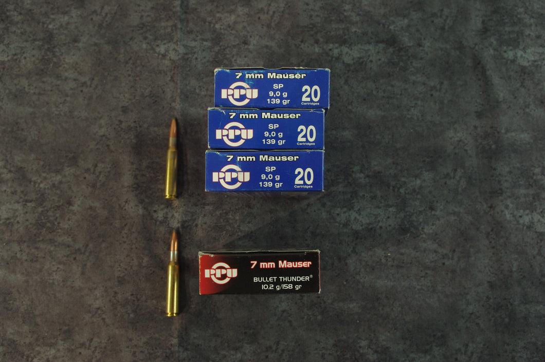 80 Rounds of PPU 7mm Mauser (7x57) Ammo