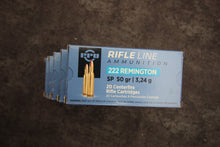 Load image into Gallery viewer, 100 (5 boxes of 20) PPU Rifle Line 222 Rem Cartridges with 50 Gr Soft Point Bullets
